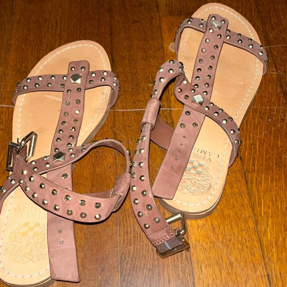 Vince Camuto Studded Brown/Tan Strappy Sandals
